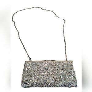 INC Silver Glitter Evening bag